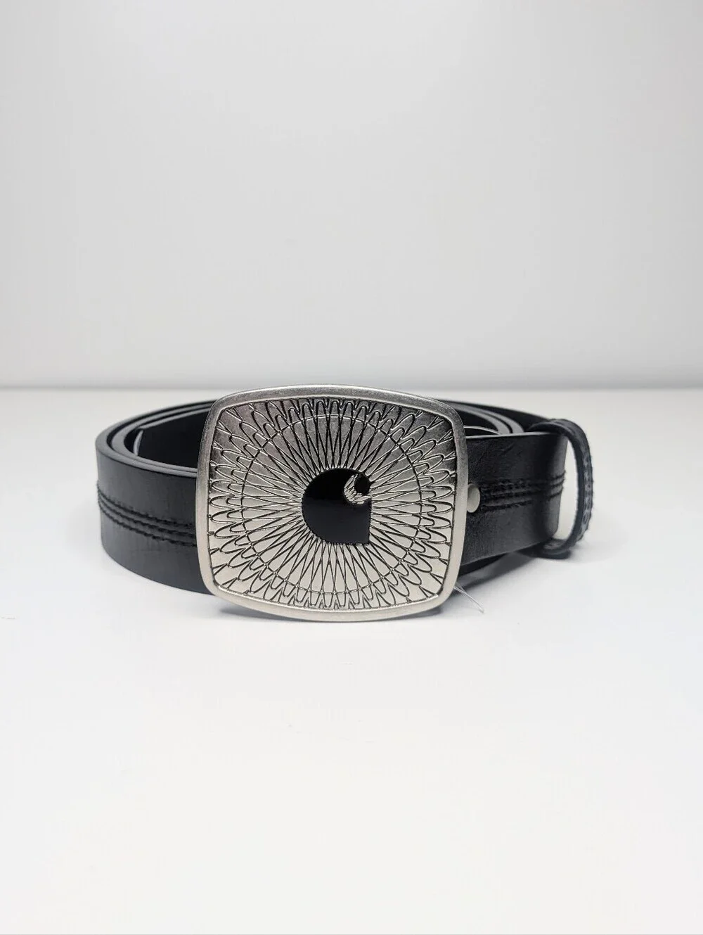 Carhartt Men's Black Leather Belt Heritage Buckle XLG NWOT